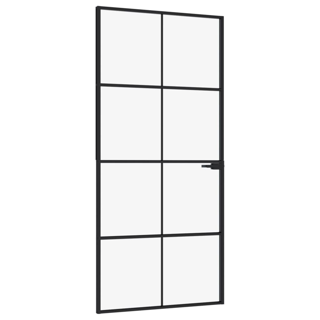 VidaXL inner door 93x201.5 cm hardened glass and aluminum narrow black