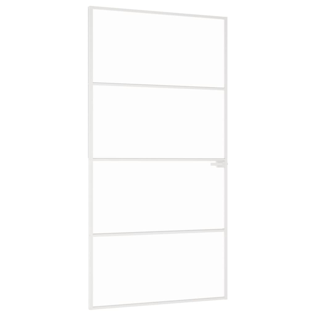 Vidaxl Porte intérieure 102x201,5 cm Verre durcie et aluminium blanc étroit