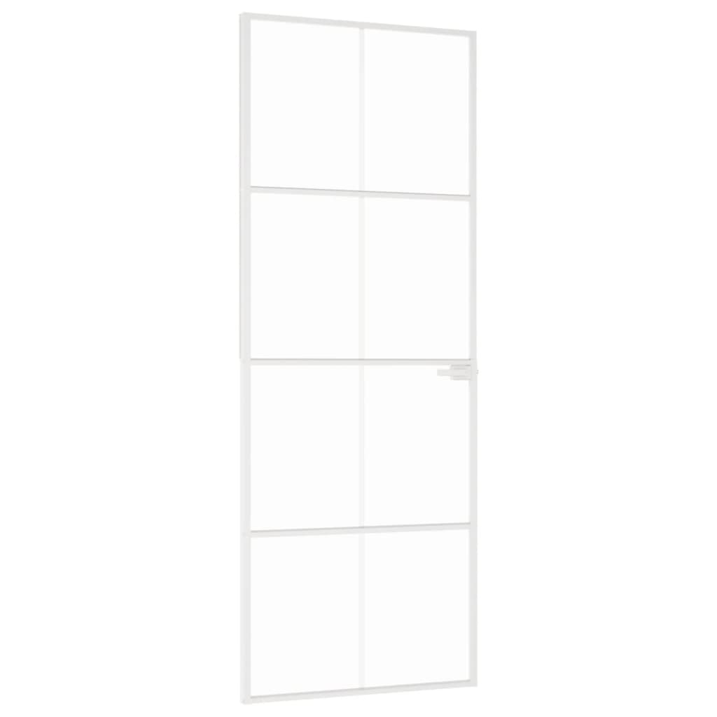 Vidaxl Porte intérieure 76x201,5 cm Verre durcie et aluminium blanc étroit