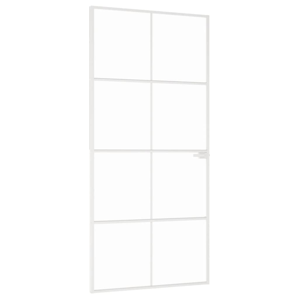 Vidaxl Porte intérieure 93x201,5 cm Verre durcie et aluminium blanc étroit