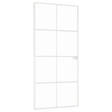 Vidaxl bannenzegen Dier 93x201.5 cm Häerteg Glas an Aluminiummiere wäiss