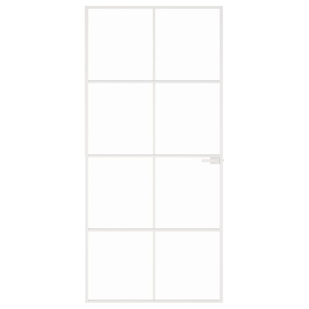 Vidaxl Porte intérieure 93x201,5 cm Verre durcie et aluminium blanc étroit