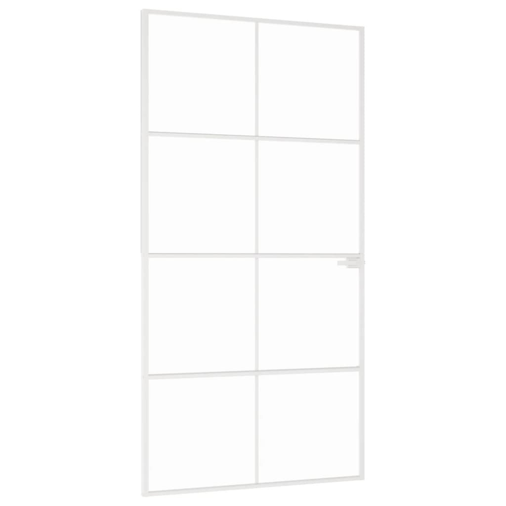 Vidaxl Porte intérieure 102x201,5 cm Verre durcie et aluminium blanc étroit