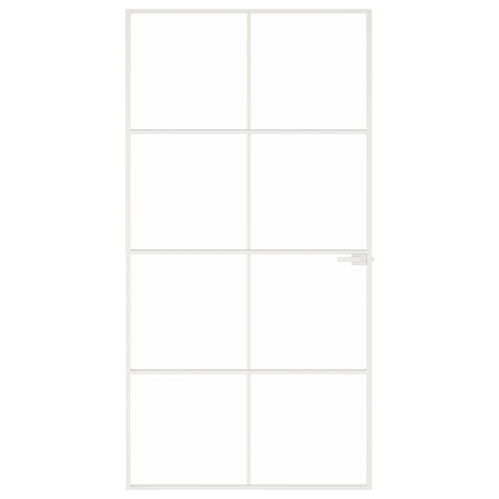 Vidaxl Porte intérieure 102x201,5 cm Verre durcie et aluminium blanc étroit