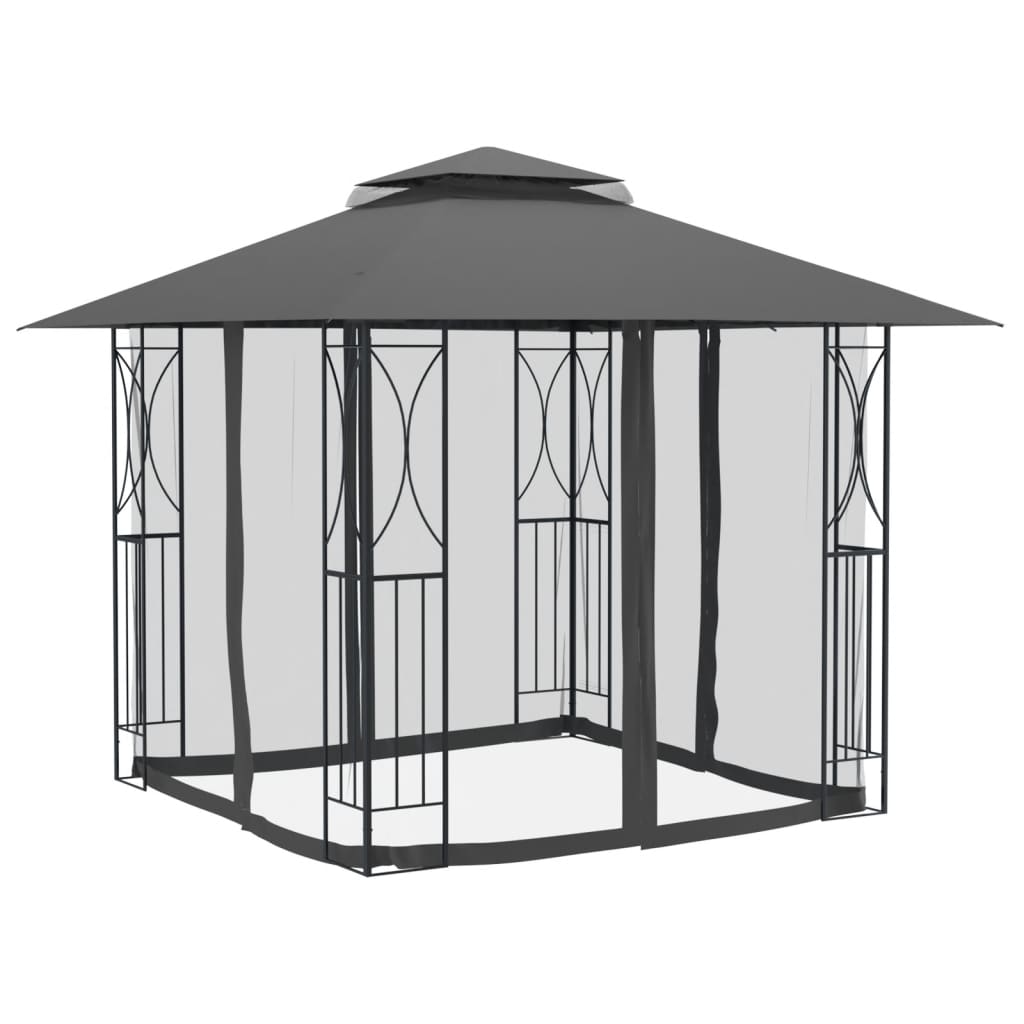 Arbor Vidaxl con paredes laterales 300x300x270 cm de acero antracita