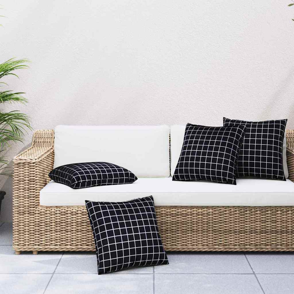 Vidaxl spreidkussens 4 st polyester stof zwart ruit 50 x 50 cm