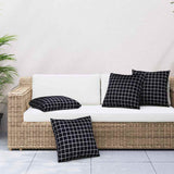 Vidaxl spreidkussens 4 st polyester stof zwart ruit 50 x 50 cm