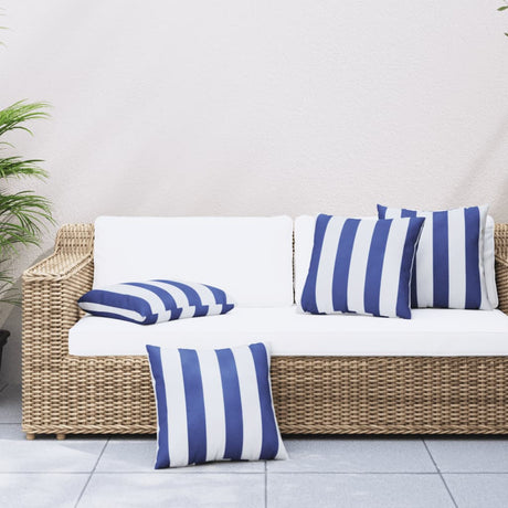 Vidaxl sierkussens 4 st gestreept 60x60 cm stof blauw en wit