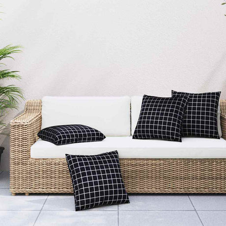 Vidaxl spreidkussens 4 st polyester stof zwart ruit 60 x 60 cm