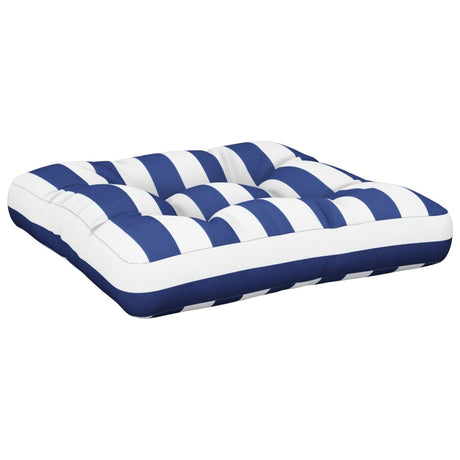 Vidaxl palletkussen gestreept 50x50x12 cm stof blauw en wit