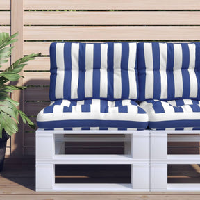 Vidaxl palletkussen gestreept 60x40x12 cm stof blauw en wit