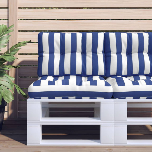 Vidaxl palletkussen gestreept 60x40x12 cm stof blauw en wit