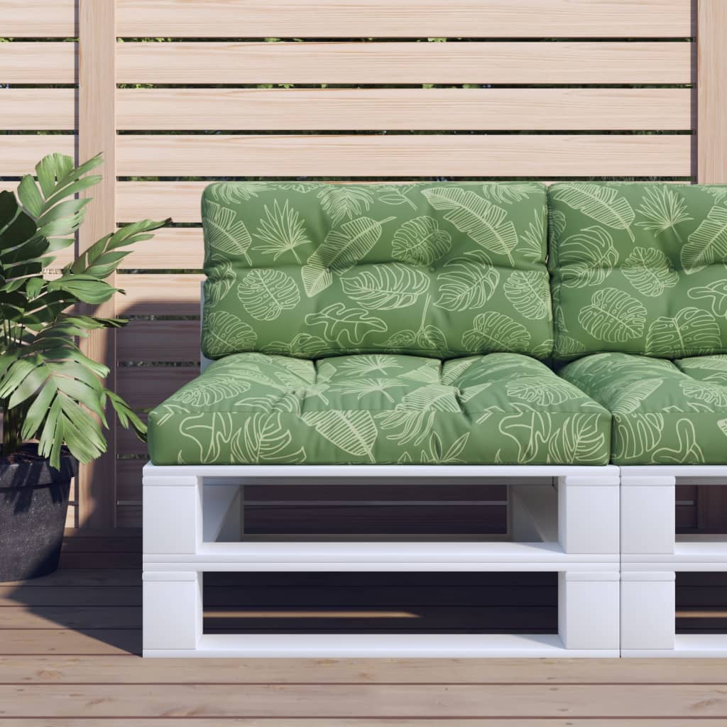 Vidaxl Pallet Cushion Leaf Pattern 70x40x12 cm tessuto