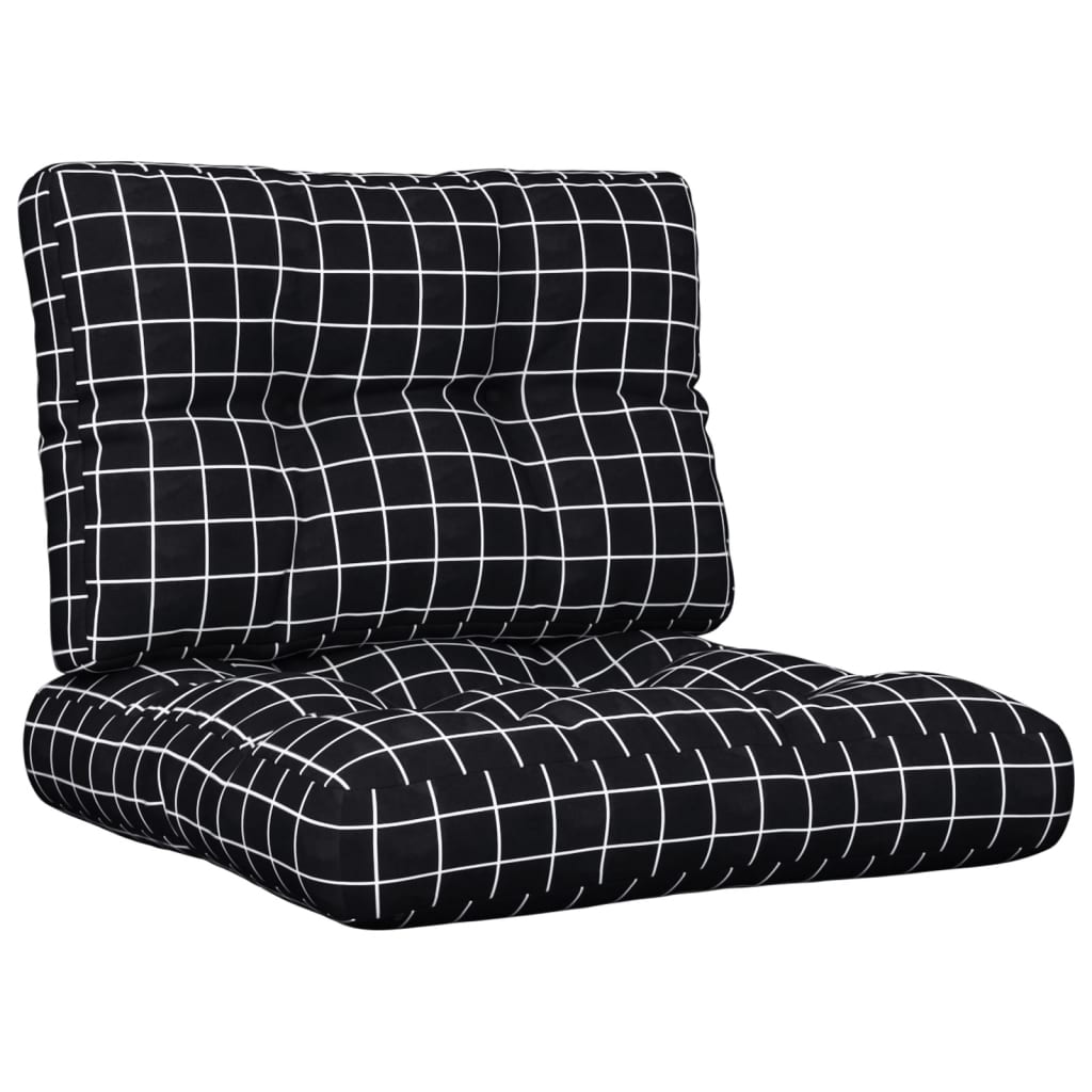 Coussins de palette vidaxl 2 st tissu diamant motif noir