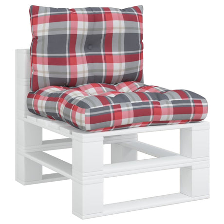 Vidaxl palletkussens 2 st stof ruitpatroon rood