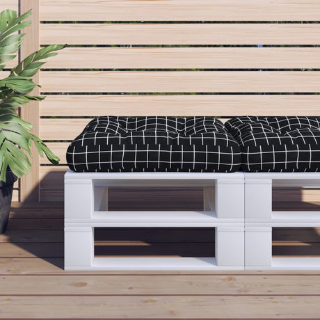 Vidaxl palletkussen ruitpatroon 58x58x10 cm oxford stof zwart