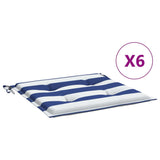 Vidaxl tuinstoelkussens 6 st gestreept 40x40x3 cm stof wit en blauw