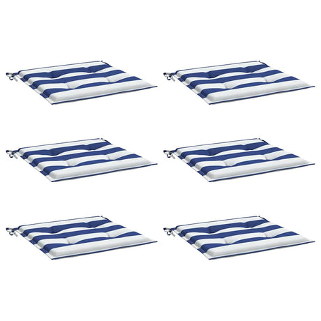Vidaxl tuinstoelkussens 6 st gestreept 40x40x3 cm stof wit en blauw