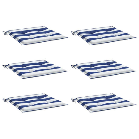 Vidaxl tuinstoelkussens 6 st gestreept 40x40x4 cm stof wit en blauw