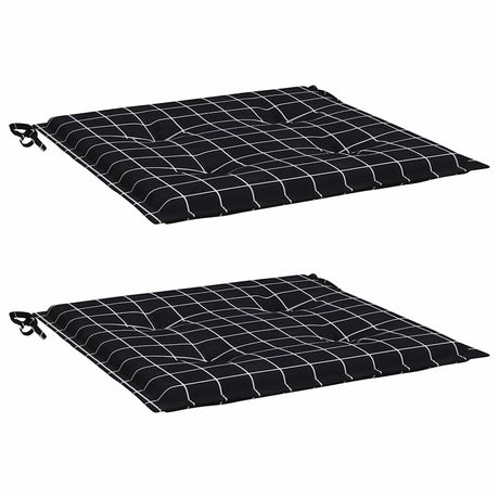 Vidaxl tuinstoelkussens 2 st ruitpatroon 40x40x3 cm stof zwart