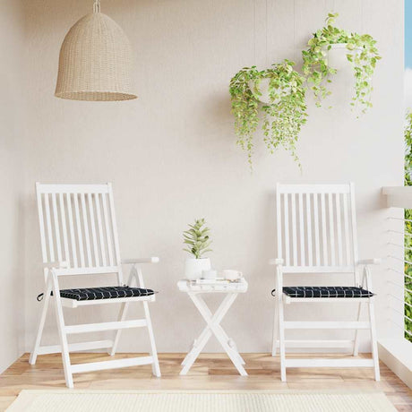 Vidaxl tuinstoelkussens 2 st ruitpatroon 40x40x3 cm stof zwart