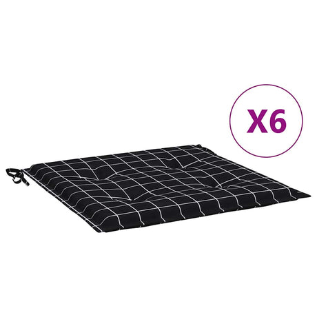 Vidaxl tuinstoelkussens 6 st ruitpatroon 40x40x3 cm stof zwart