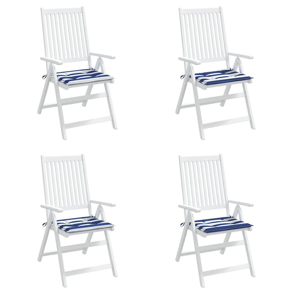 Vidaxl tuinstoelkussens 4 st gestreept 50x50x3 cm stof wit en blauw