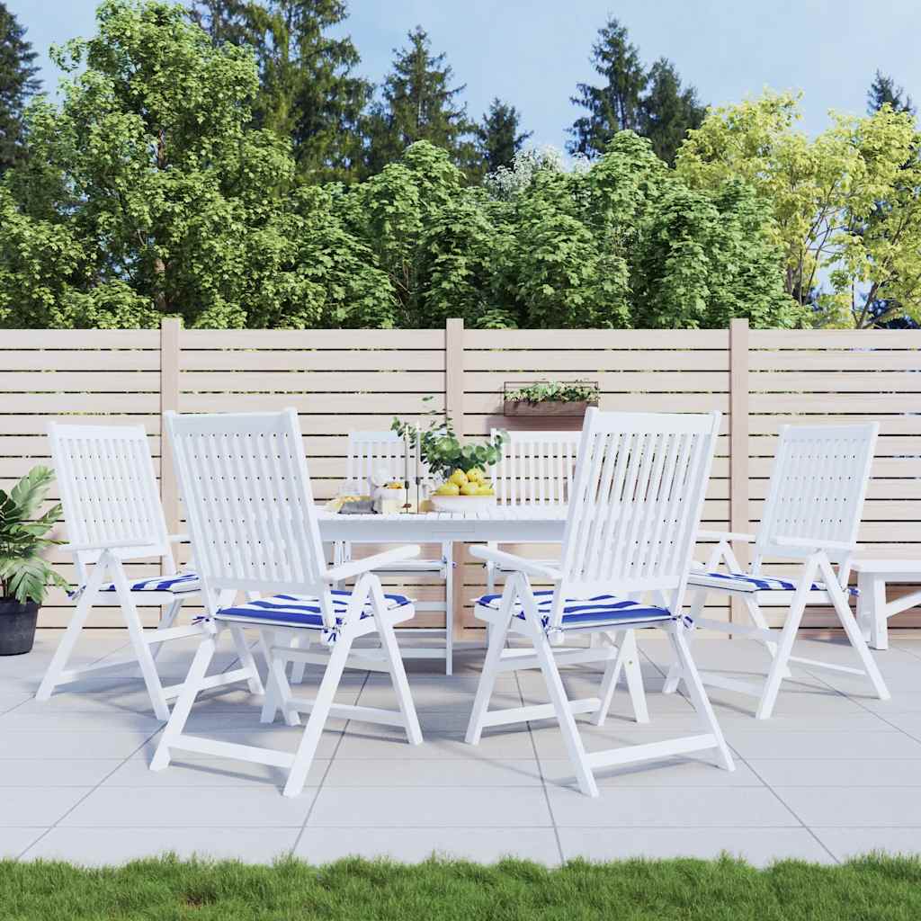 Vidaxl tuinstoelkussens 6 st gestreept 50x50x4 cm stof wit en blauw