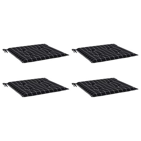 Vidaxl tuinstoelkussens 4 st ruitpatroon 50x50x3 cm stof zwart
