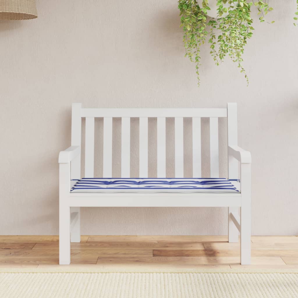 Vidaxl Garden Banch Cushion Striped 100x50x3 cm tessuto Oxford bianco e blu