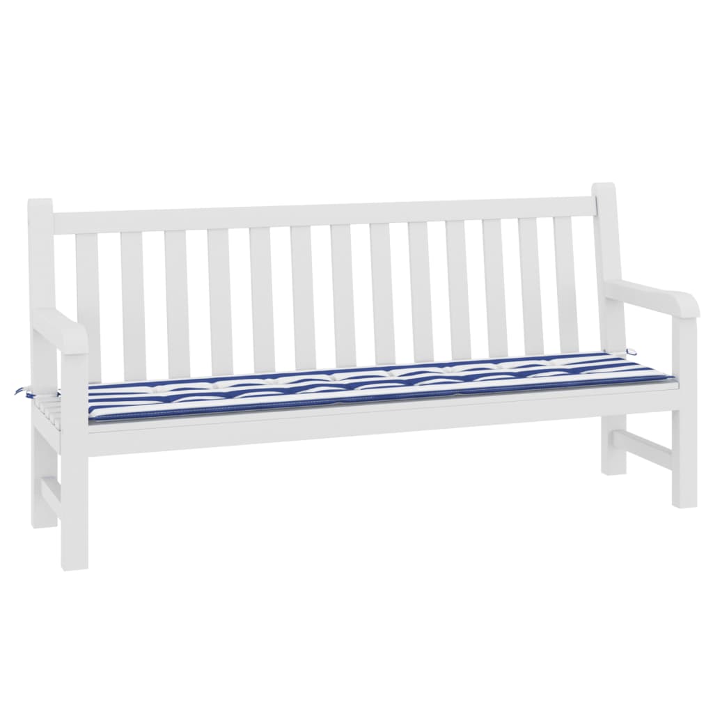 Vidaxl Garden Bench Poduszka w paski 200x50x3 cm tkanina biała i niebieska