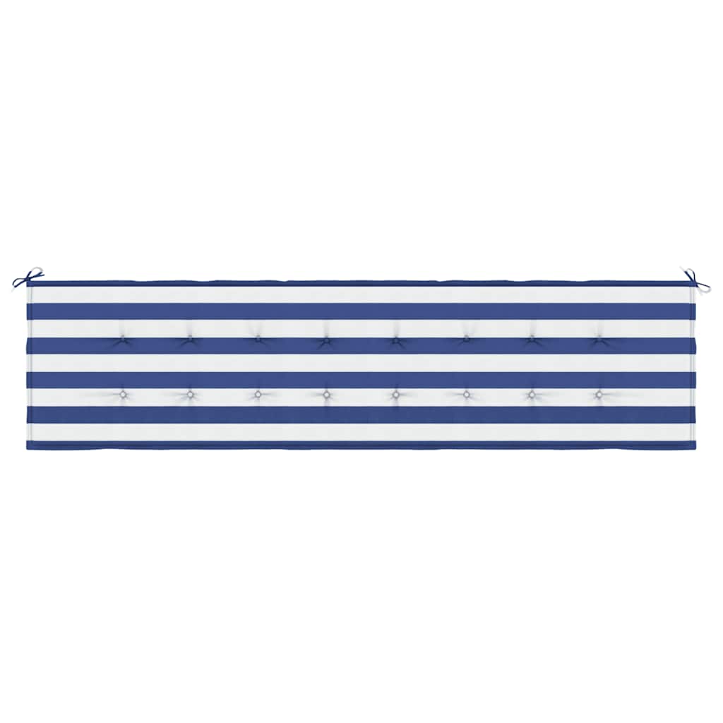 Vidaxl tuinbankkussen gestreept 200x50x3 cm stof wit en blauw