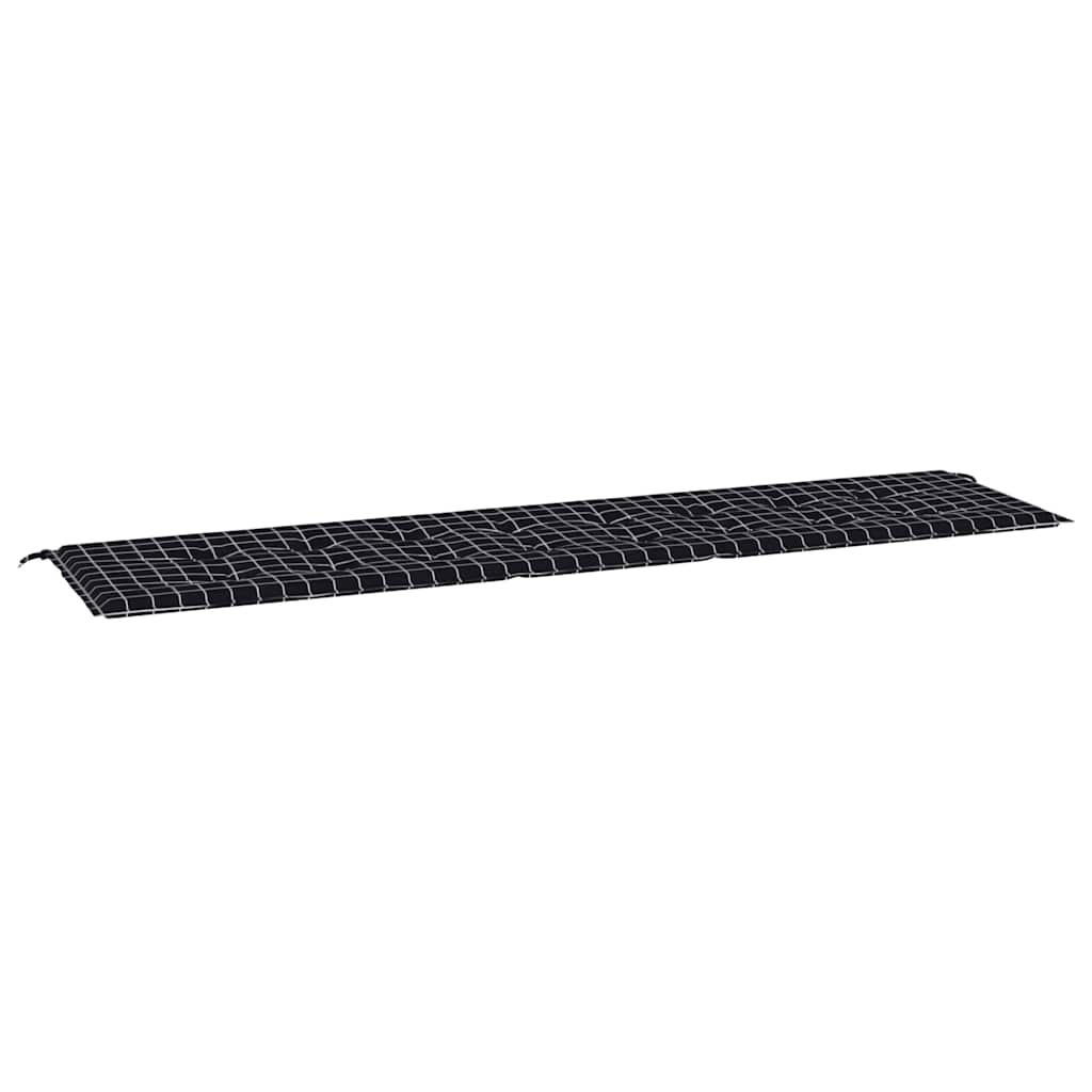 Vidaxl tuinbankkussen ruitpatroon 200x50x4 cm stof zwart