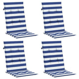 Vidaxl stoelkussens 4 st hoge rug stof gestreept wit en blauw