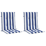 Cojines de silla Vidaxl 2 pcs tela rayada hacia atrás blanca y azul