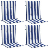 Vidaxl stoelkussens 4 st lage rug gestreept stof wit en blauw