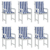 Vidaxl stoelkussens 6 st lage rug gestreept stof wit en blauw