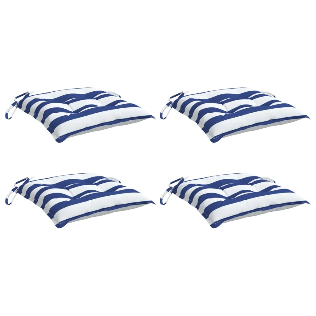 Vidaxl stoelkussens 4 st gestreept 40x40x7 cm stof wit en blauw