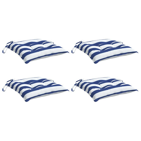 Vidaxl stoelkussens 4 st gestreept 40x40x7 cm stof wit en blauw