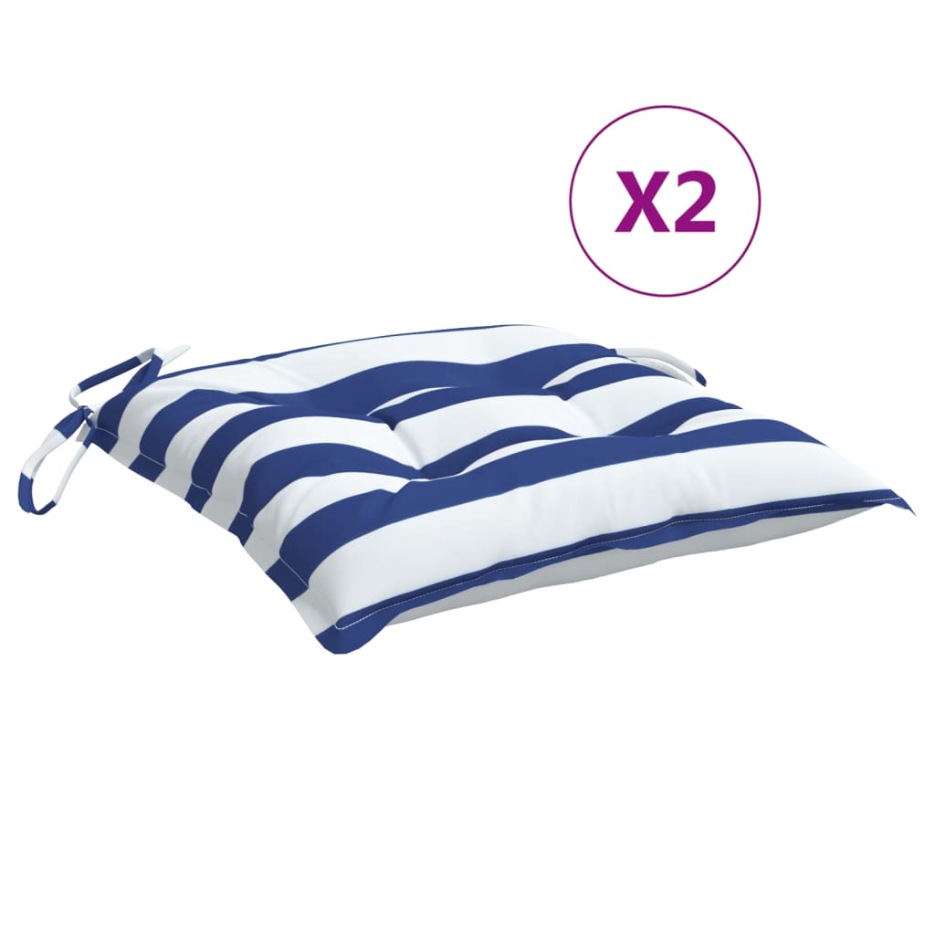 Vidaxl Chair cushions 2 st 50x50x7 cm fabric striped white and blue