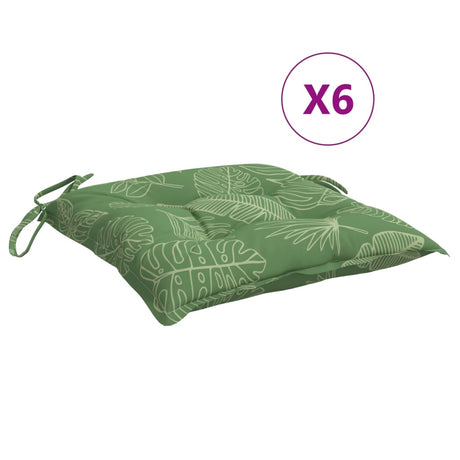 Vidaxl stoelkussens 6 st bladpatroon 50x50x7 cm stof