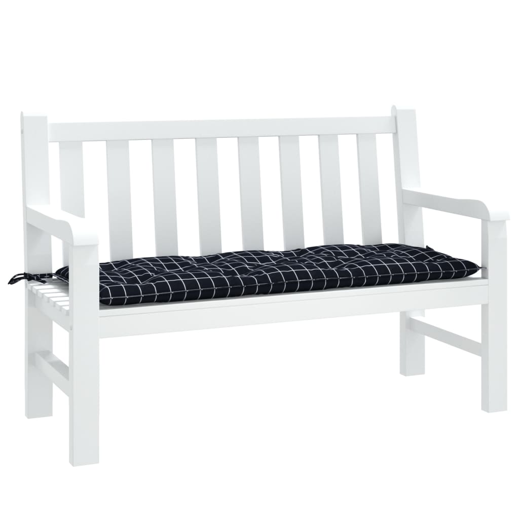 VidaXL Garden bench cushion checker pattern 120x50x7 cm fabric black