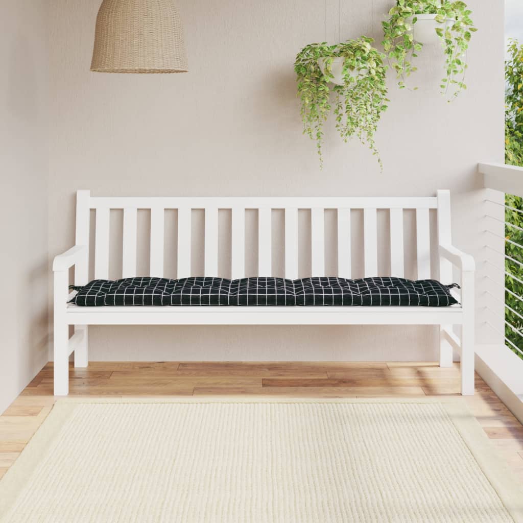 Vidaxl Garden bench cushion 180x50x7 cm Oxford fabric diamond pattern black