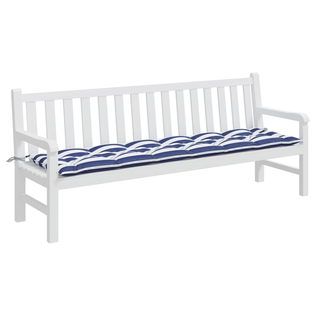 Vidaxl Garden Bench Cushion Strips 200x50x7 CM tela blanca y azul