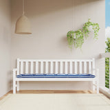 Vidaxl Garden Bench Cushion Strips 200x50x7 CM tela blanca y azul