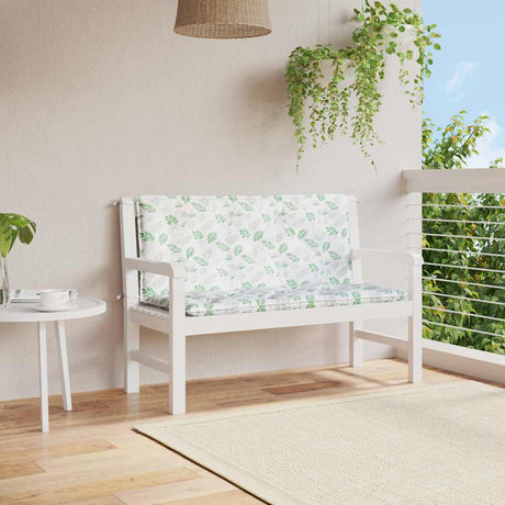 Vidaxl tuinbankkussens 2 st bladpatroon 120x50x7 cm stof