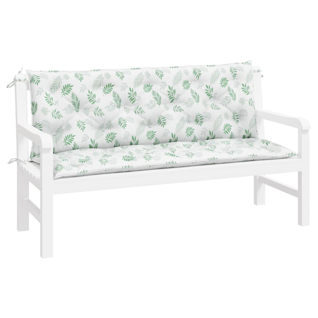 BIDAXL GARDEN BENCH CUDIONS 2 st lövmönster 150x50x7 cm tyg