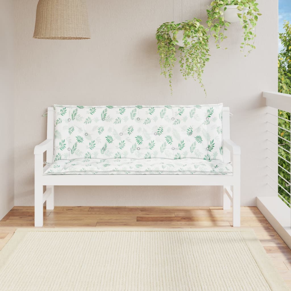 BIDAXL GARDEN BENCH CUDIONS 2 st lövmönster 150x50x7 cm tyg