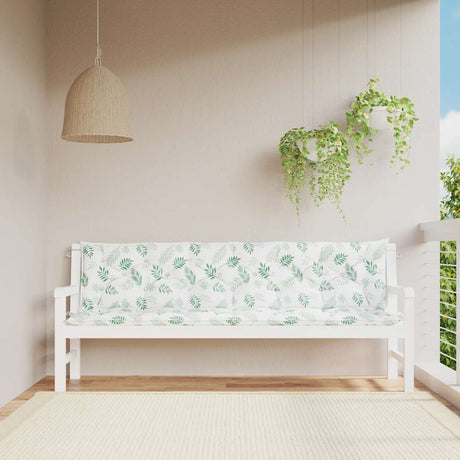 Vidaxl tuinbankkussens 2 st bladpatroon 200x50x7 cm stof