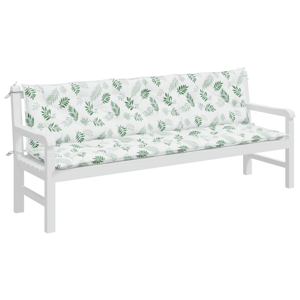 Vidaxl Garden bench cushions 2 pcs leaf pattern 200x50x7 cm fabric